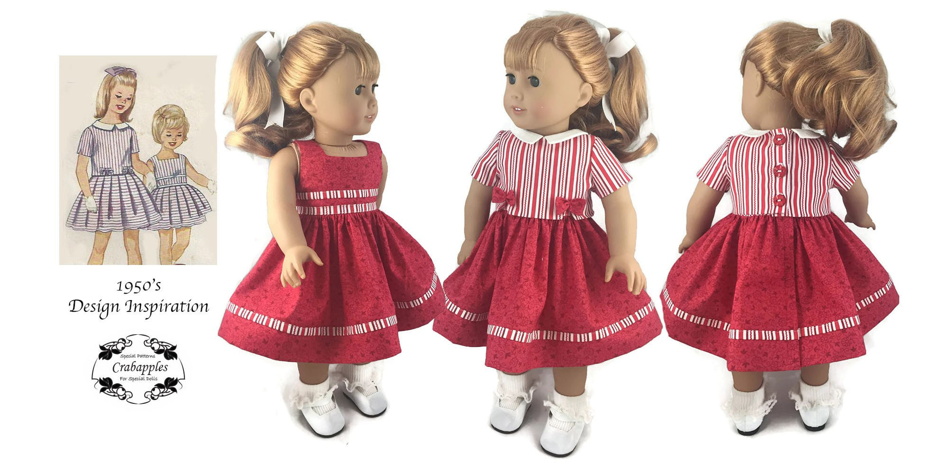 Crabapples 18 Inch Historical Fifties Flirt 18" Doll Clothes Pattern Pixie Faire