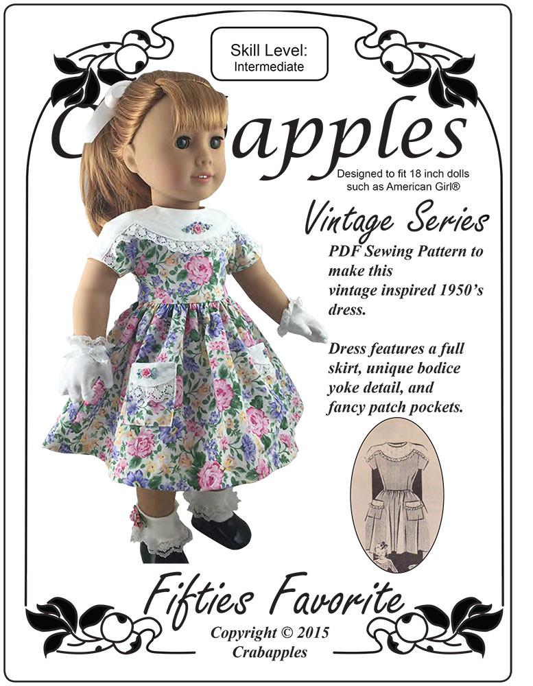 Crabapples 18 Inch Historical Fifties Favorite 18" Doll Clothes Pattern Pixie Faire