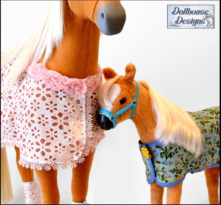 Dollhouse Designs 18 Inch Modern Filly Horse Blanket and Accessories 18" Doll Pet Pattern Pixie Faire