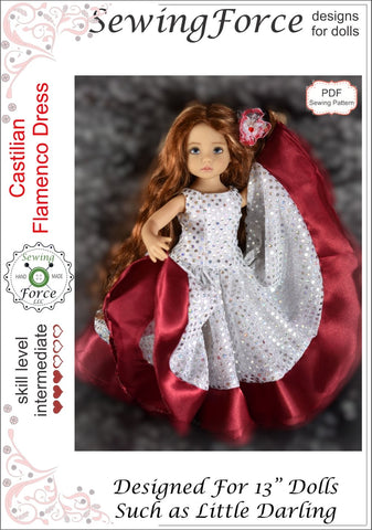 Sewing Force Little Darling Castilian Flamenco Dress Pattern for Little Darling Dolls Pixie Faire