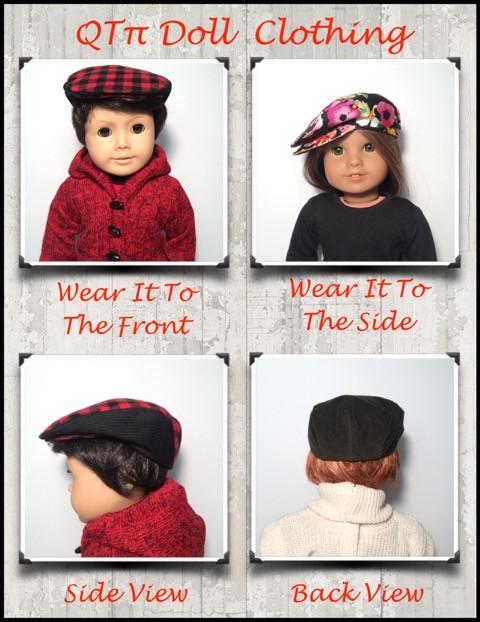 QTπ Doll Clothing 18 Inch Modern Old School Flat Cap 18" Doll Accessories Pixie Faire