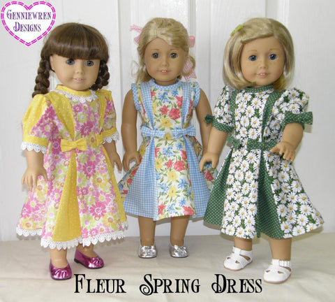 Genniewren 18 Inch Historical Fleur Spring Dress 18" Doll Clothes Pattern Pixie Faire