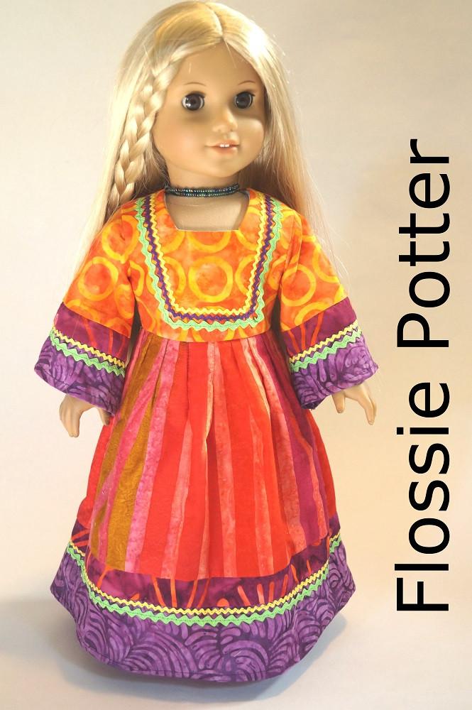 Flossie Potter 18 Inch Historical Flower Child Maxi Dress 18" Doll Clothes Pixie Faire