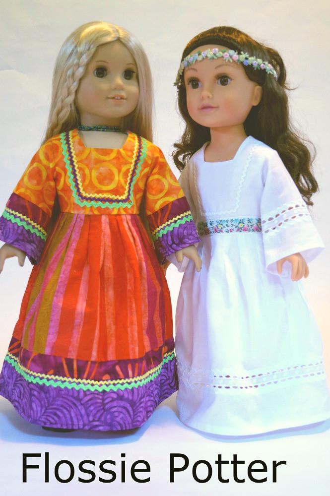 Flossie Potter 18 Inch Historical Flower Child Maxi Dress 18" Doll Clothes Pixie Faire