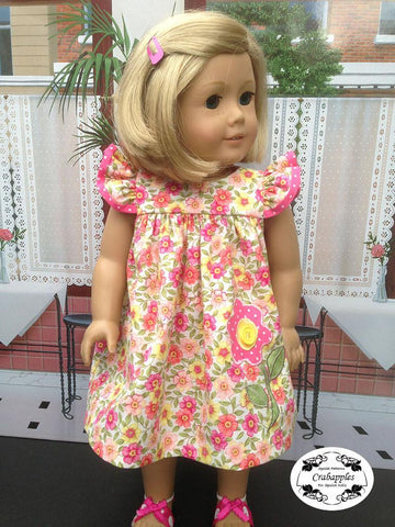 Crabapples 18 Inch Modern Flutter Sleeve Dress 18" Doll Clothes Pattern Pixie Faire