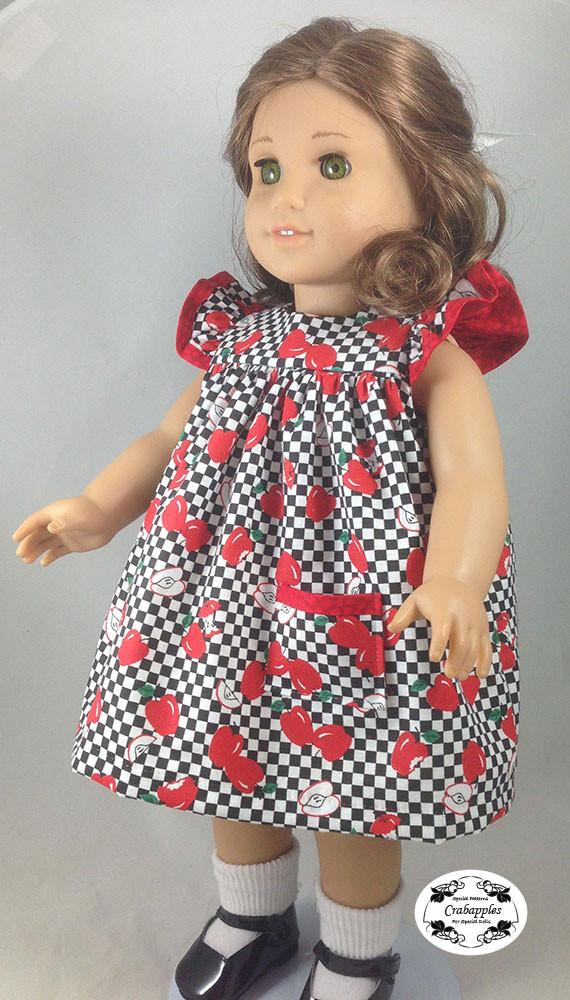 Crabapples 18 Inch Modern Flutter Sleeve Dress 18" Doll Clothes Pattern Pixie Faire