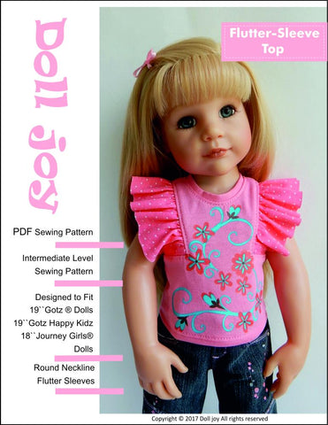 Doll Joy Gotz 19 Inch Flutter Sleeve Top Pattern for 19" Gotz Dolls Pixie Faire