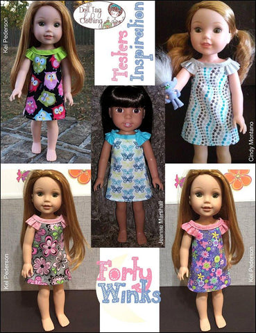 Doll Tag Clothing WellieWishers Forty Winks 14.5" Doll Clothes Pattern Pixie Faire