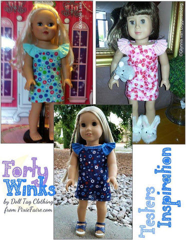 Doll Tag Clothing 18 Inch Modern Forty Winks 18" Doll Clothes Pattern Pixie Faire