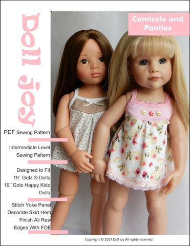 Doll Joy Gotz 19 Inch Camisole and Panties Pattern for 19" Gotz Dolls Pixie Faire