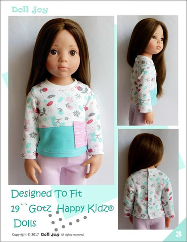 Doll Joy Gotz 19 Inch Pajama Top Pattern for 19" Gotz Dolls Pixie Faire