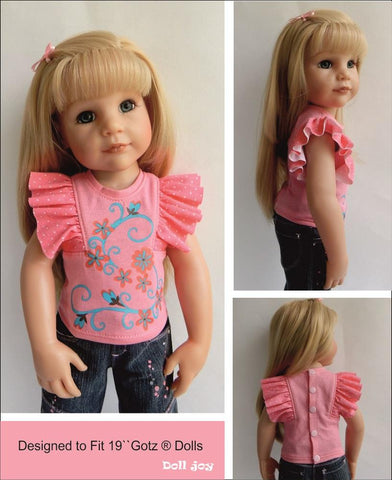 Doll Joy Gotz 19 Inch Flutter Sleeve Top Pattern for 19" Gotz Dolls Pixie Faire