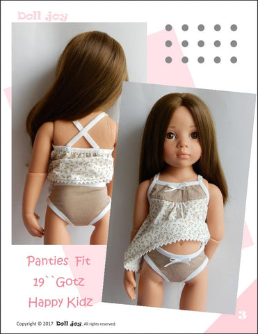 Doll Joy Gotz 19 Inch Camisole and Panties Pattern for 19" Gotz Dolls Pixie Faire