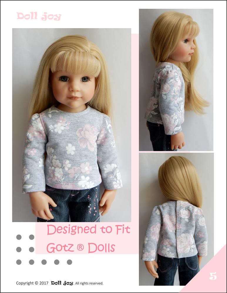 Doll Joy Gotz 19 Inch T-Shirts Pattern for 19" Gotz Dolls Pixie Faire