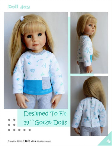 Doll Joy Gotz 19 Inch Pajama Top Pattern for 19" Gotz Dolls Pixie Faire
