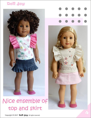 Doll Joy 18 Inch Modern Flutter-Sleeve Top 18" Doll Clothes Pattern Pixie Faire