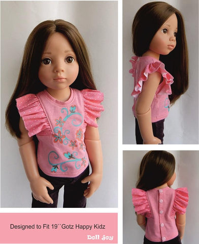 Doll Joy Gotz 19 Inch Flutter Sleeve Top Pattern for 19" Gotz Dolls Pixie Faire