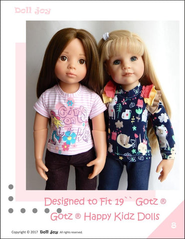 Doll Joy Gotz 19 Inch T-Shirts Pattern for 19" Gotz Dolls Pixie Faire