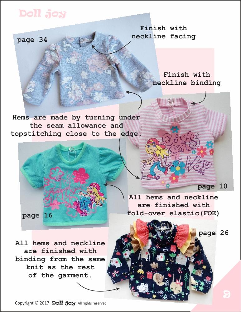 Doll Joy T-Shirts Doll Clothes Pattern for 19