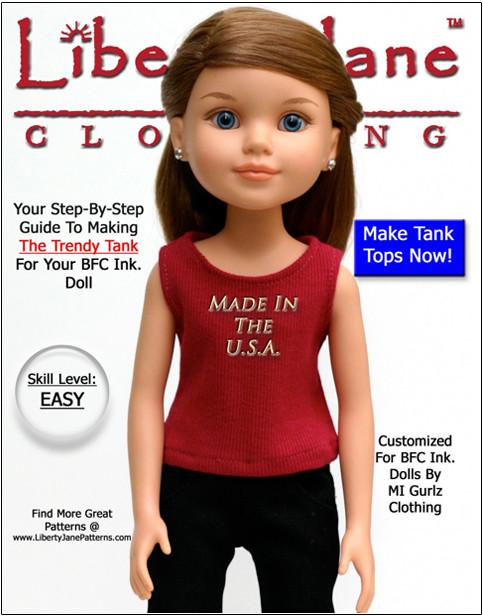 Liberty Jane BFC Ink FREE Tank Top Pattern for BFC, Ink Dolls Pixie Faire