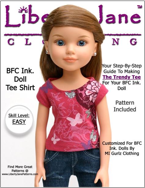 Liberty Jane BFC Ink FREE T-Shirt Pattern for BFC, Ink Dolls Pixie Faire