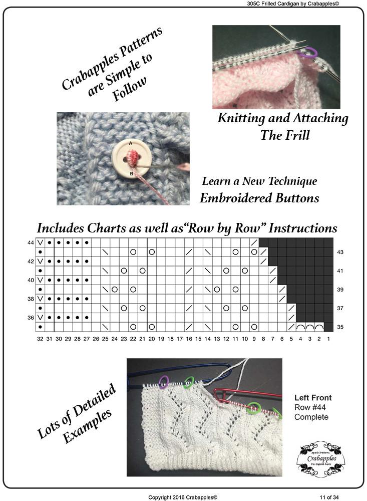 Crabapples Knitting Frilled Cardigan Knitting Pattern Pixie Faire