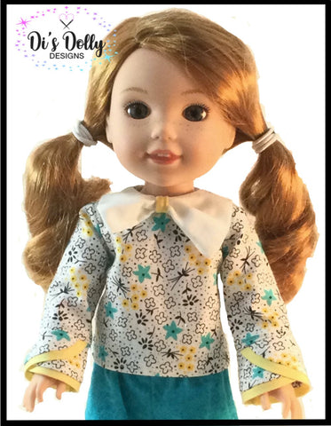 Di's Dolly Designs WellieWishers Bow Beautiful Blouse 14-15" Doll Clothes Pattern Pixie Faire