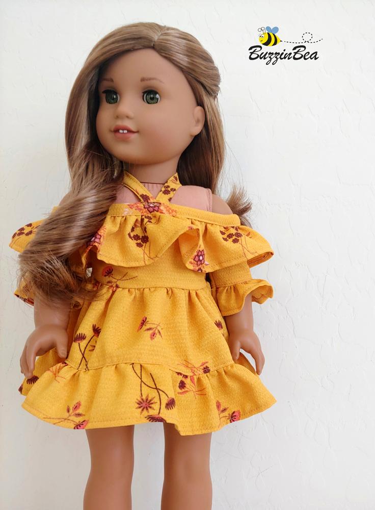 BuzzinBea 18 Inch Modern Wildflower Dress 18" Doll Clothes Pattern Pixie Faire
