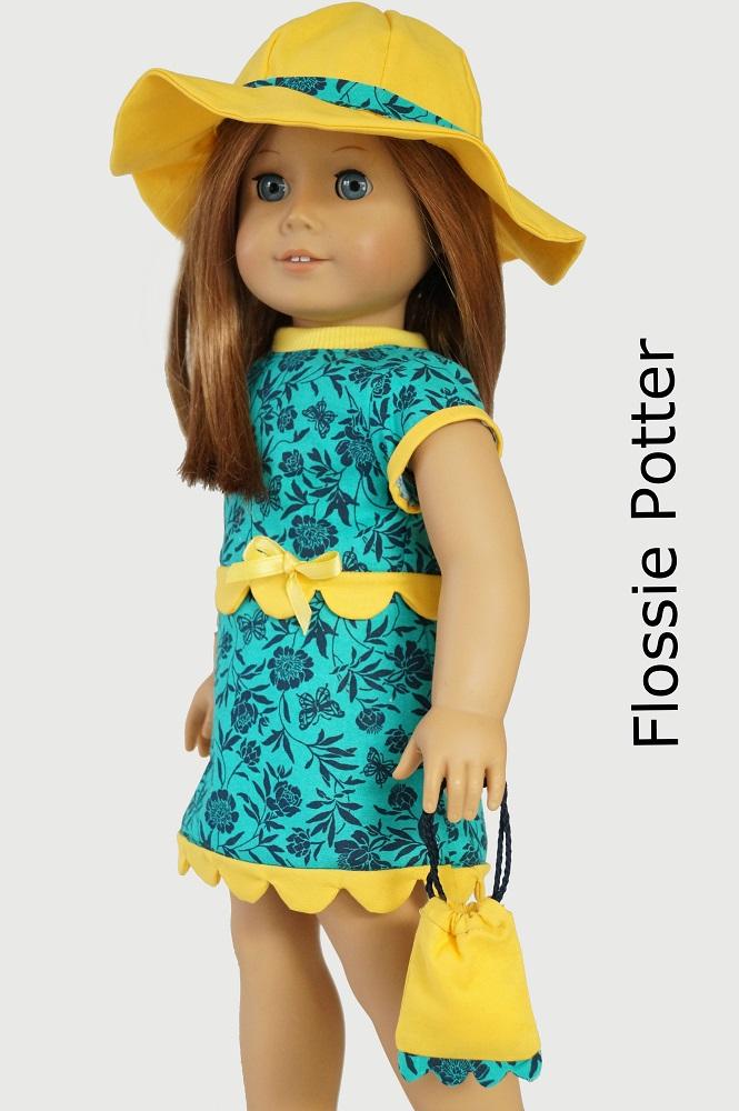 Flossie Potter 18 Inch Modern FREE Sweet Scallops Tag-along Bag 18" Doll Accessory Pattern Pixie Faire