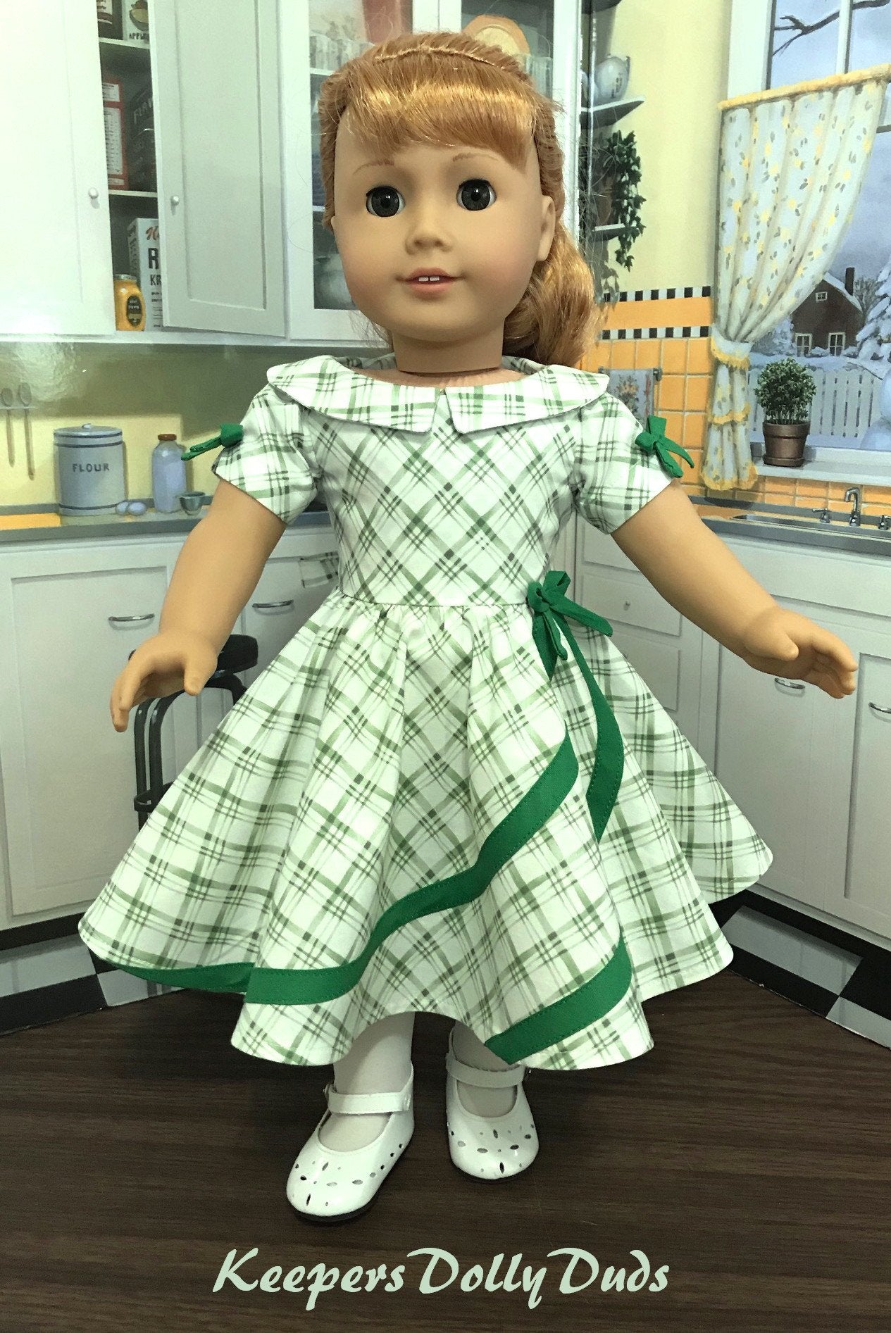 Keepers Dolly Duds Designs 18 Inch Historical 1950s Circle Swirl Dress 18" Doll Clothes Pattern Pixie Faire