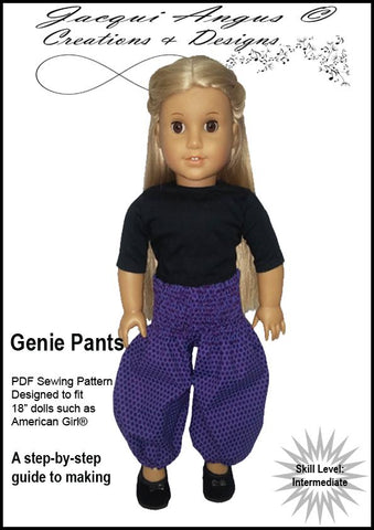 Jacqui Angus Creations & Designs 18 Inch Modern Genie Pants 18" Doll Clothes Pattern Pixie Faire