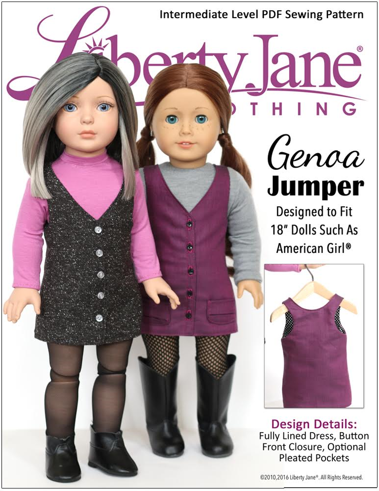 Liberty Jane 18 Inch Modern Genoa Jumper 18" Doll Clothes Pattern Pixie Faire