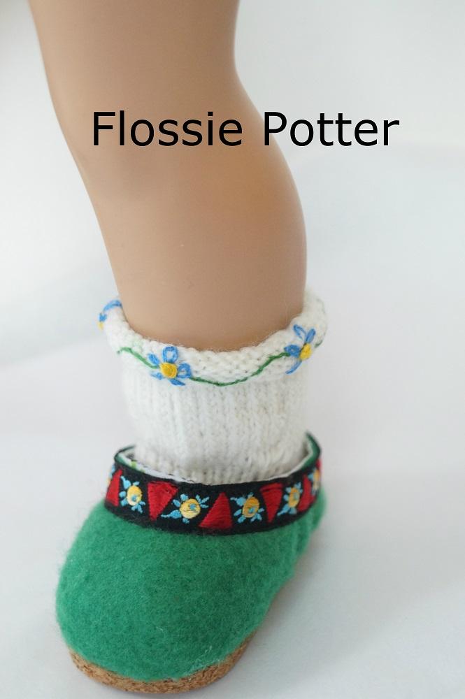 Flossie Potter Shoes Wool Felt Clogs 18" Doll Clothes Pattern Pixie Faire