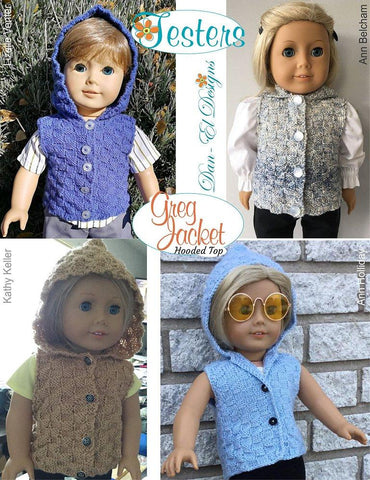 Dan-El Designs Knitting Greg Jacket 18" Doll Knitting Pattern Pixie Faire