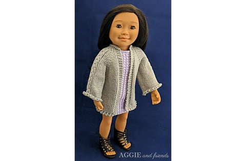 Aggie and friends Knitting Dublin Spring Cardigan 18" Doll Clothes Knitting Pattern Pixie Faire