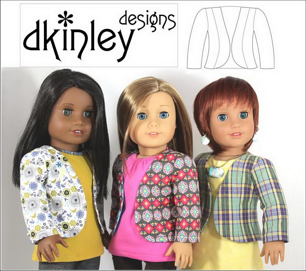 Dkinley Designs 18 Inch Modern Perfectly Plaid Jacket 18" Doll Clothes Pattern Pixie Faire