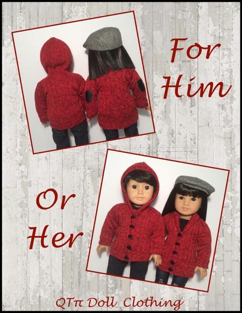 QTπ Doll Clothing 18 Inch Modern Old School Grandpa Sweater 18" Doll Clothes Pixie Faire