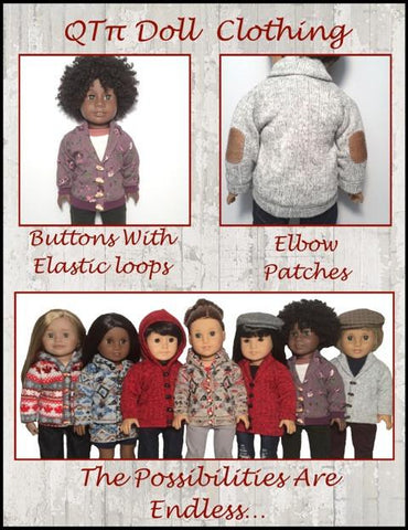 QTπ Doll Clothing 18 Inch Modern Old School Grandpa Sweater 18" Doll Clothes Pixie Faire