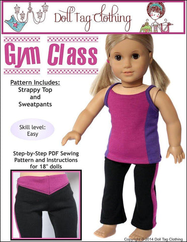 Doll Tag Clothing 18 Inch Modern Gym Class 18" Doll Clothes Pattern Pixie Faire
