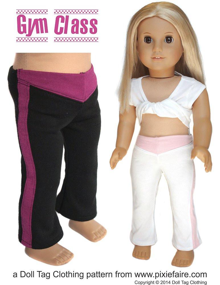 Doll Tag Clothing 18 Inch Modern Gym Class 18" Doll Clothes Pattern Pixie Faire