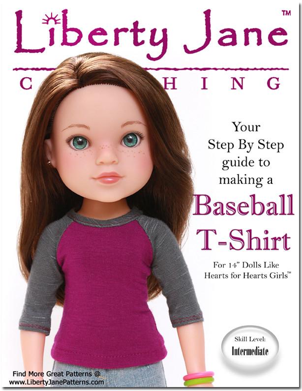 Liberty Jane H4H/Les Cheries Baseball Tee 13 - 14 Inch Doll Clothes Pattern Pixie Faire