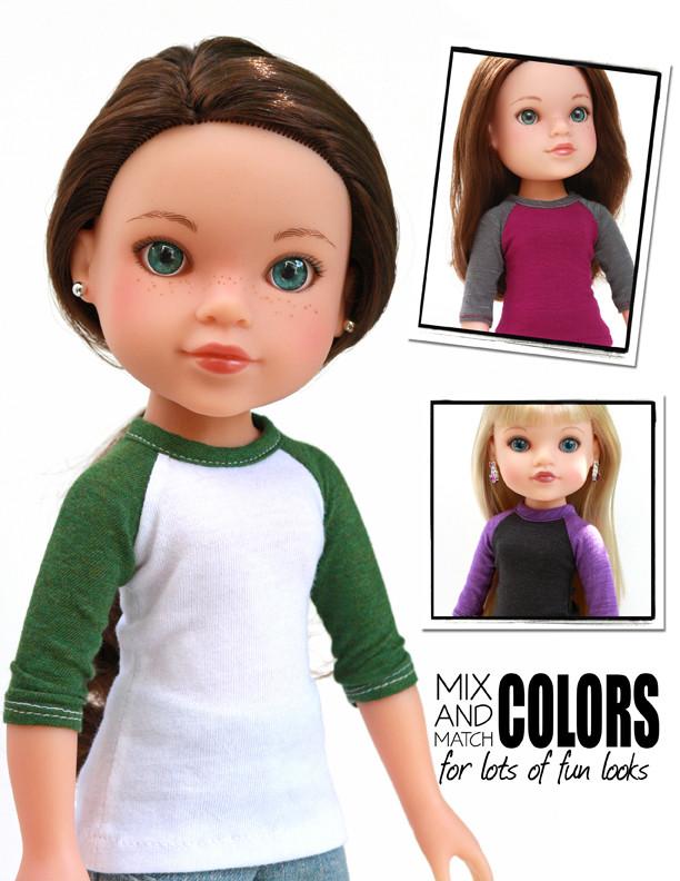 Liberty Jane H4H/Les Cheries Baseball Tee 13 - 14 Inch Doll Clothes Pattern Pixie Faire