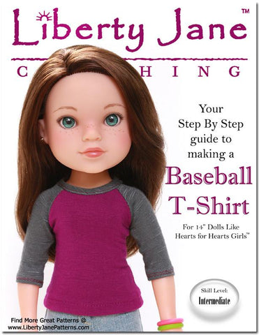 Liberty Jane H4H/Les Cheries Baseball Tee 13 - 14 Inch Doll Clothes Pattern Pixie Faire