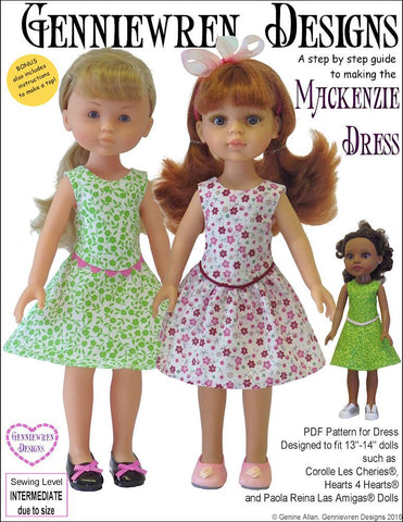 Genniewren H4H/Les Cheries Mackenzie Dress Pattern for Les Cheries and Hearts for Hearts Girls Dolls Pixie Faire
