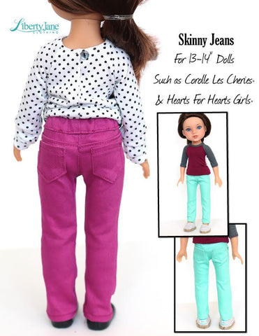 Liberty Jane H4H/Les Cheries Skinny Jeans and Shorts Pattern for Les Cheries and Hearts For Hearts Girls Dolls Pixie Faire