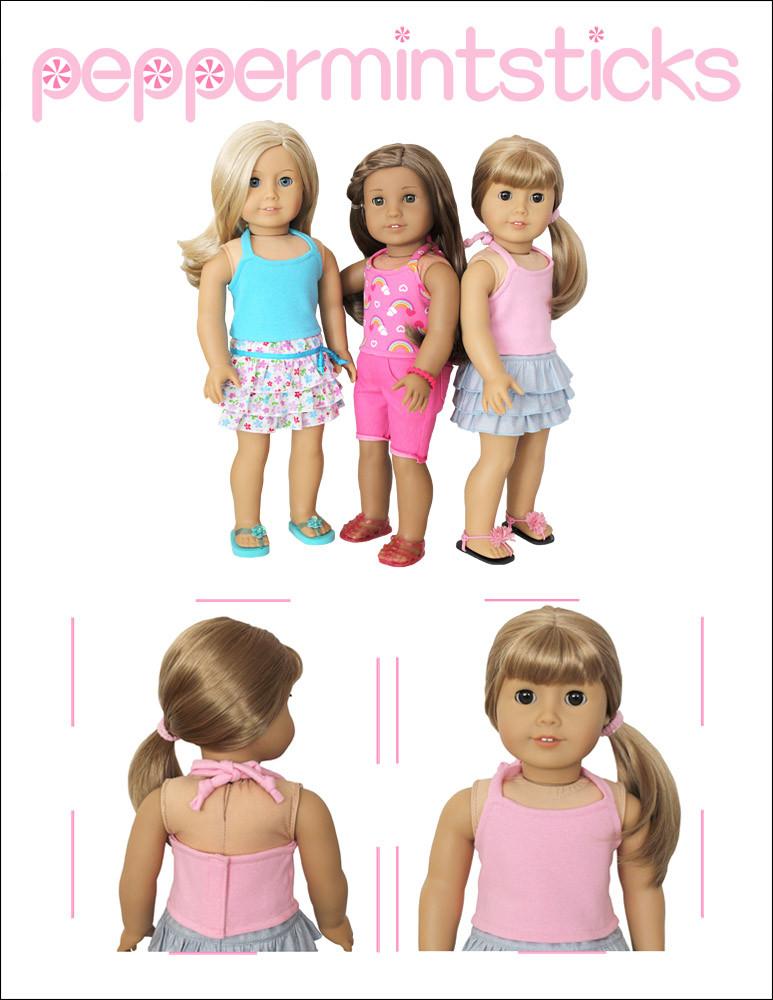Peppermintsticks 18 Inch Modern On The Go Halter Top 18" Doll Clothes Pattern Pixie Faire