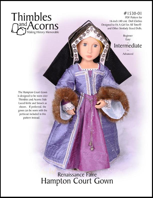 Thimbles and Acorns A Girl For All Time Renaissance Faire Hampton Court Gown for AGAT Dolls Pixie Faire