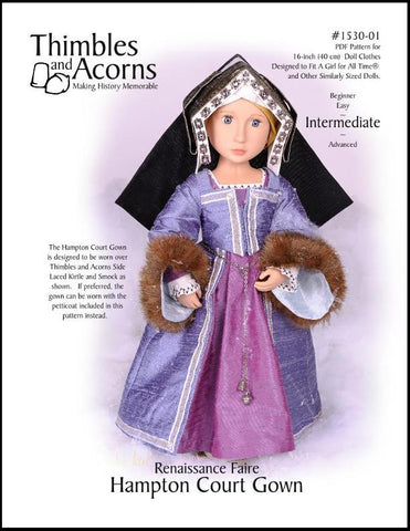 Thimbles and Acorns A Girl For All Time Renaissance Faire Hampton Court Gown for AGAT Dolls Pixie Faire