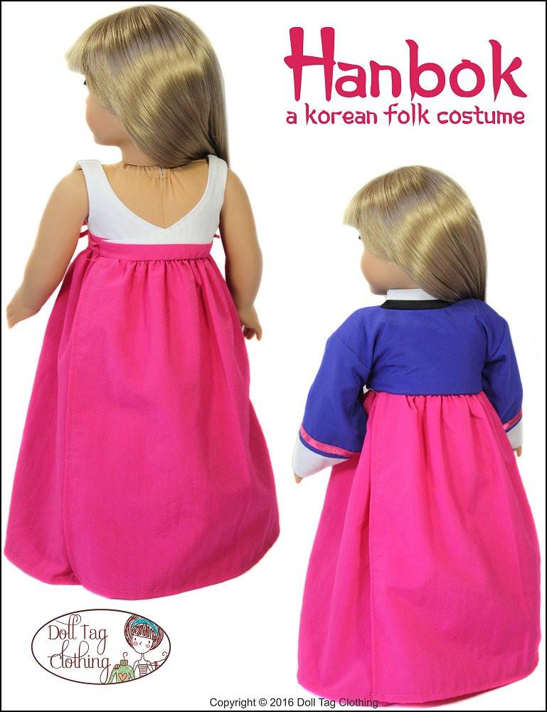 Doll Tag Clothing 18 Inch Historical Korean Hanbok 18" Doll Clothes Pixie Faire