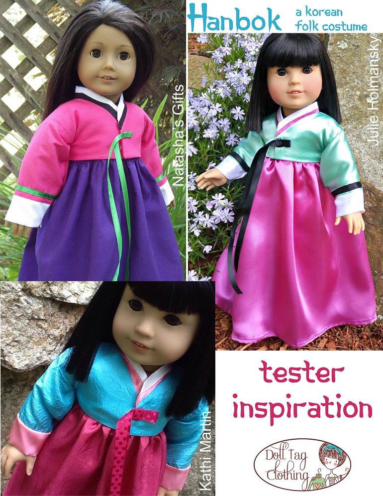 Doll Tag Clothing 18 Inch Historical Korean Hanbok 18" Doll Clothes Pixie Faire